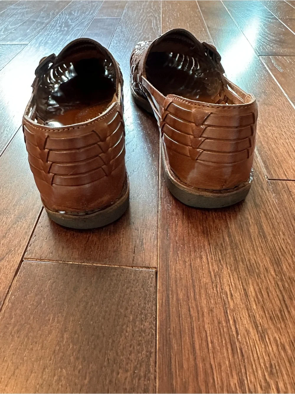 Women's Leather Huarache Slip-On Shoes with Buckle 7.5